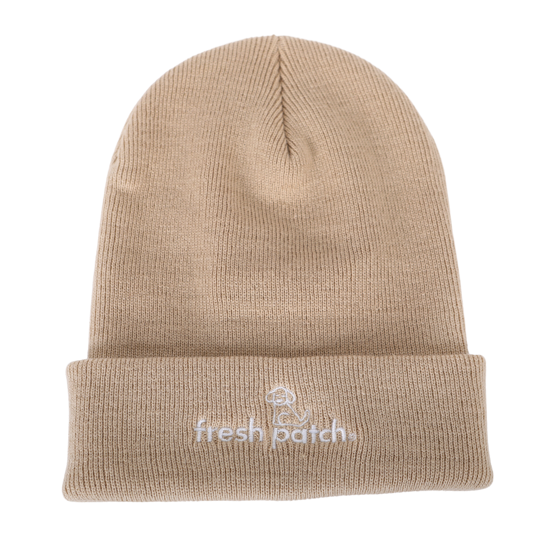 Beige Cotton Fresh Patch Beanie