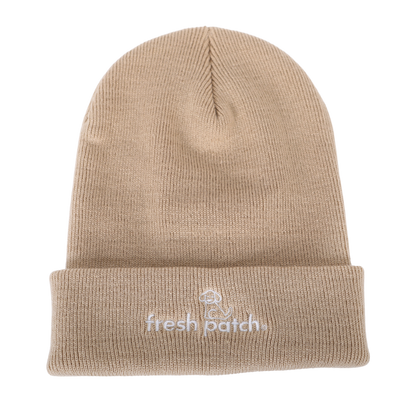 Beige Cotton Fresh Patch Beanie